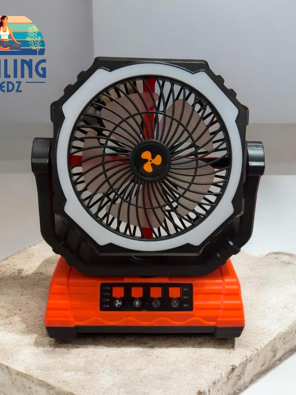 Cold Air Battery Powered Fan with 4LED Lantern, 20000mAh Dual Motor Camping Fan